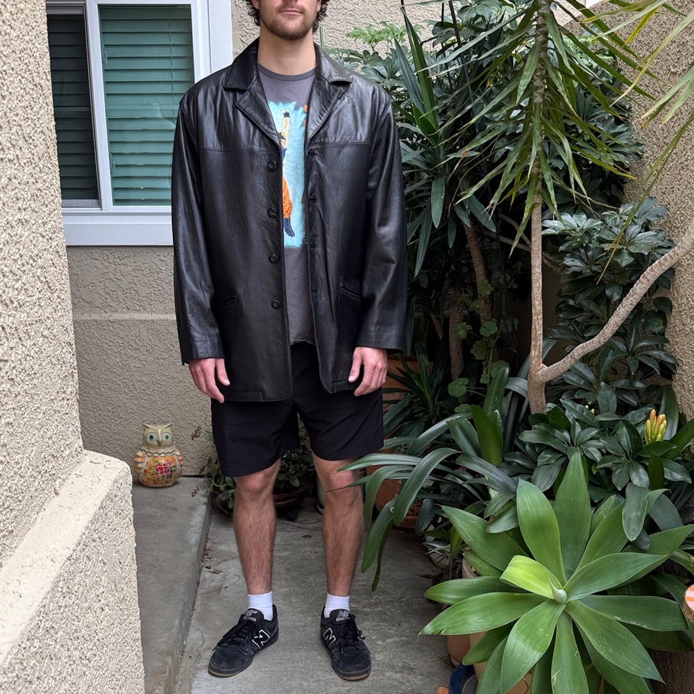 Men's Brandini Black Lamb Leather Button-Up Jacket